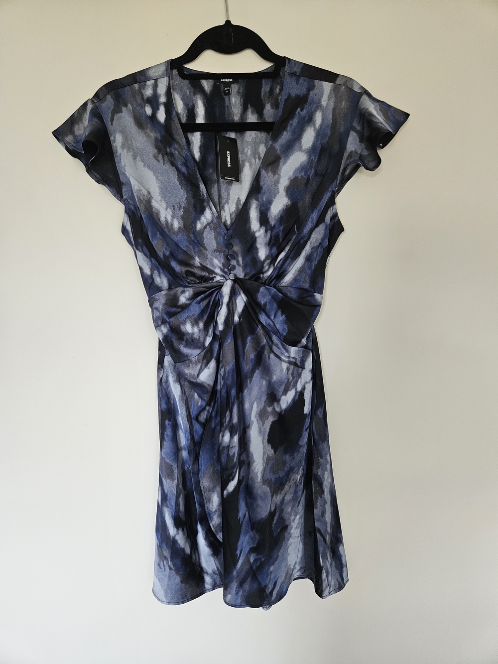 Express Blue & Gray Watercolor Dress